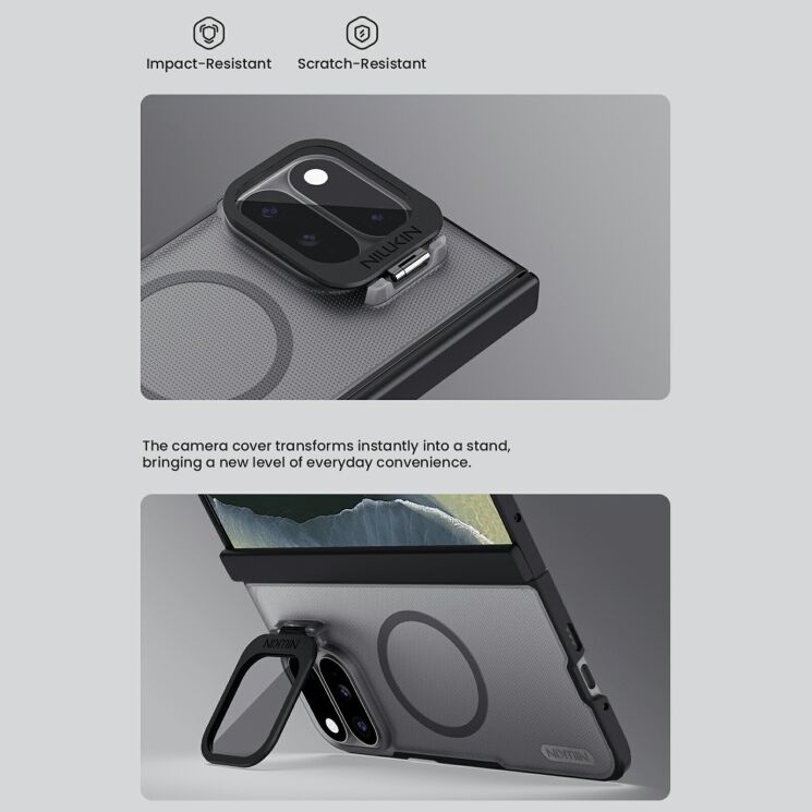 Защитный чехол NILLKIN Super Frosted Shield Prop Magnetic для Google Pixel 11 Pro Fold - Black: фото 10 из 14