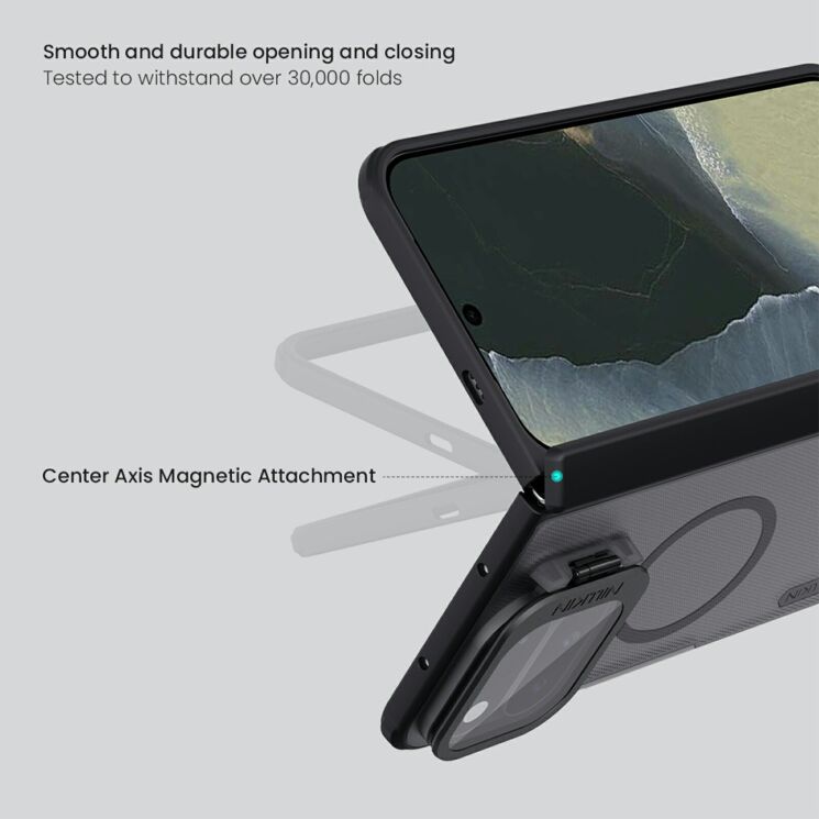 Защитный чехол NILLKIN Super Frosted Shield Prop Magnetic для Google Pixel 11 Pro Fold - Black: фото 9 из 14