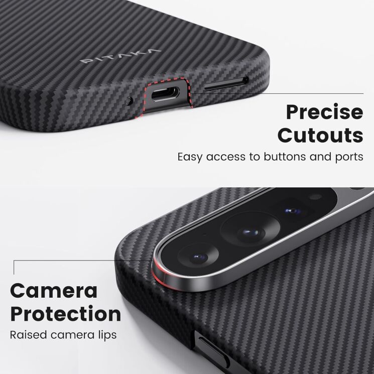 Захисний чохол Pitaka Ultra-Slim Case для Google Pixel 9 Pro XL (GPPB2402) - 600D Black / Grey: фото 8 з 9
