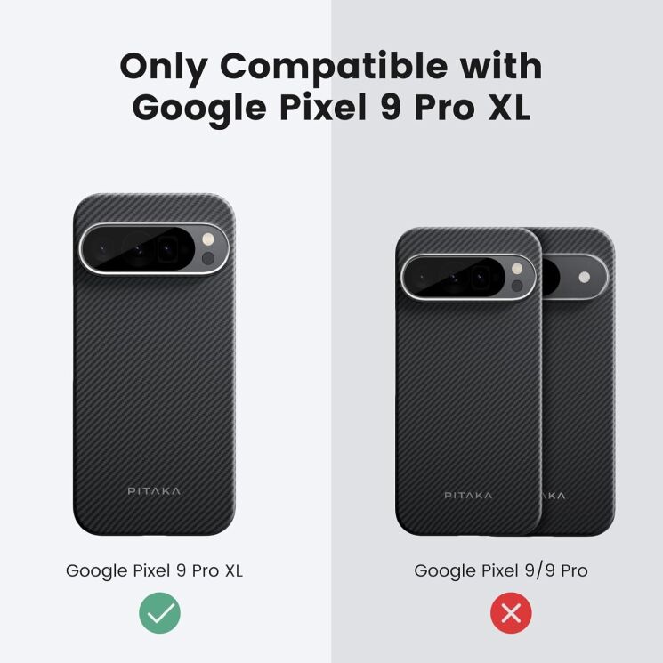Захисний чохол Pitaka Ultra-Slim Case для Google Pixel 9 Pro XL (GPPB2402) - 600D Black / Grey: фото 3 з 9