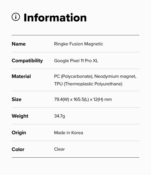 Защитный чехол Ringke Fusion Magnetic для Google Pixel 11 Pro XL (8800380460799) - Clear: фото 16 из 16