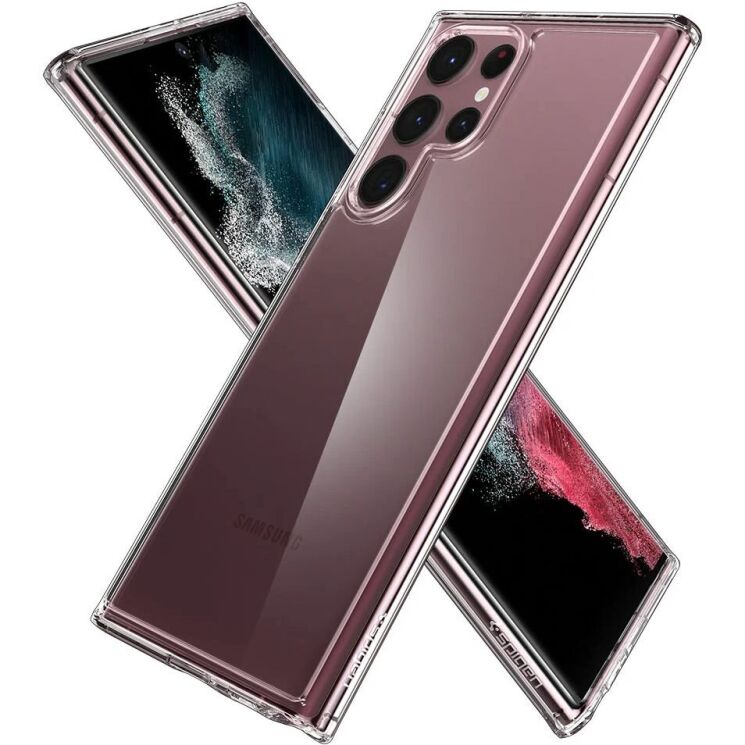 Защитный чехол Spigen (SGP) Crystal Hybrid для Samsung Galaxy S22 Ultra (S908) - Crystal Clear: фото 3 из 10