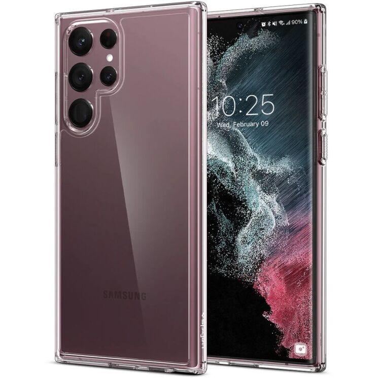 Защитный чехол Spigen (SGP) Crystal Hybrid для Samsung Galaxy S22 Ultra (S908) - Crystal Clear: фото 2 из 10