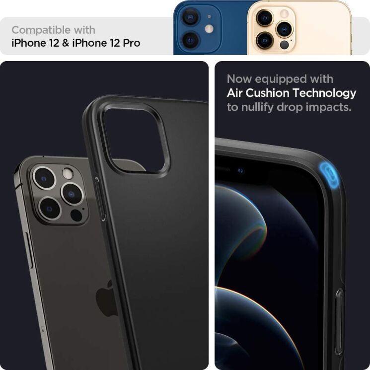 Защитный чехол Spigen (SGP) Thin Fit для Apple iPhone 12 / iPhone 12 Pro - Black: фото 15 из 17