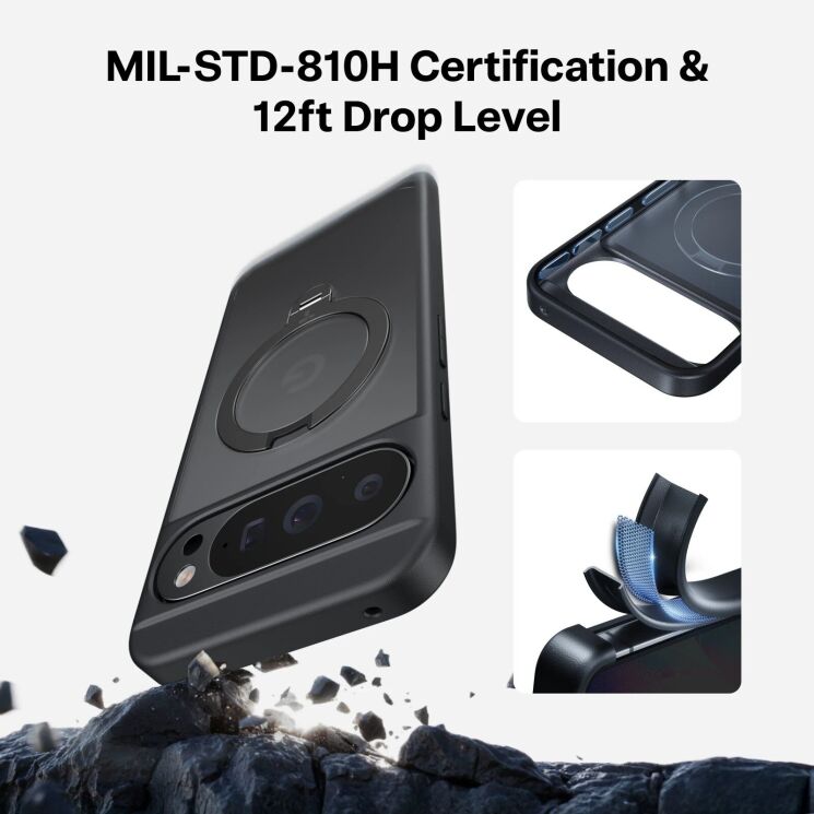 Захисний чохол TORRAS Ostand Q3 Spin (with MagSafe) для Google Pixel 10 / 10 Pro - Black: фото 4 з 7