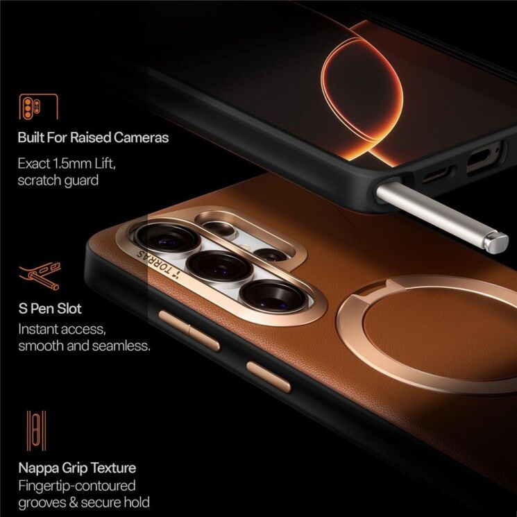 Захисний чохол TORRAS Ostand Q3 VegSkin (with MagSafe) для Samsung Galaxy S26 Ultra - Dark Purple: фото 6 з 8