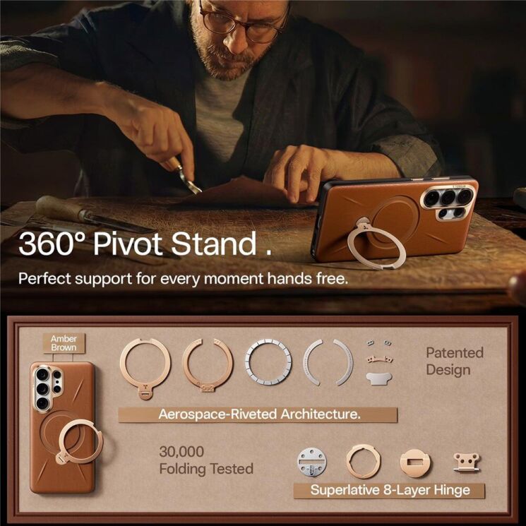 Захисний чохол TORRAS Ostand Q3 VegSkin (with MagSafe) для Samsung Galaxy S26 Ultra - Dark Purple: фото 4 з 8