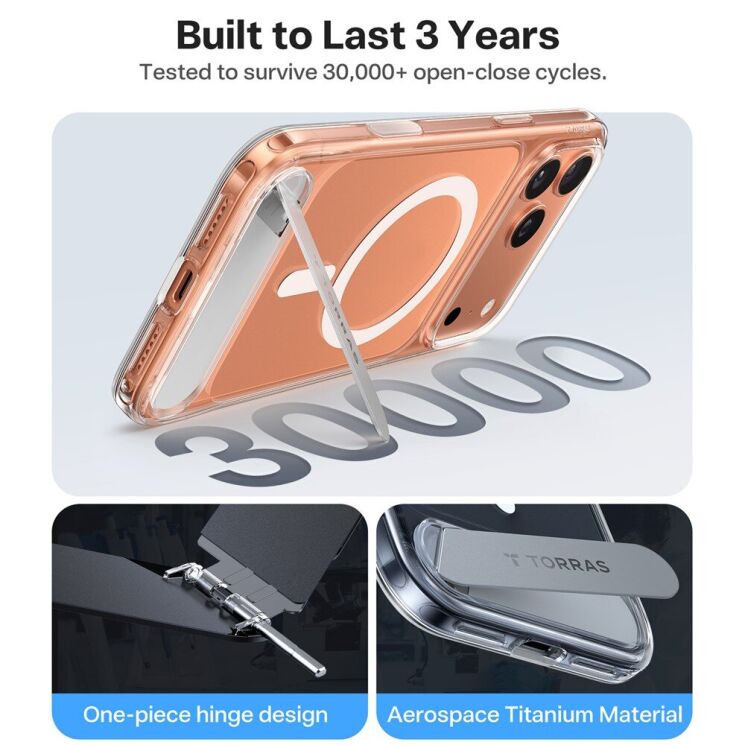 Захисний чохол TORRAS Pstand MagSafe для Apple iPhone 17 Pro - Transparent: фото 4 з 9