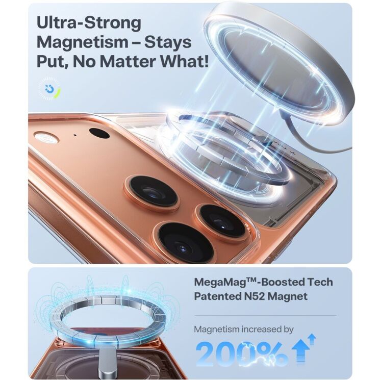 Захисний чохол TORRAS Pstand MagSafe для Apple iPhone 17 Pro - Transparent: фото 3 з 9