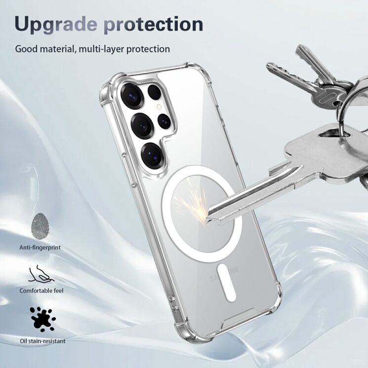 Захисний чохол UniCase AirBag Flow MagSafe для Samsung Galaxy S24 Ultra (S928) - Transparent: фото 8 з 14
