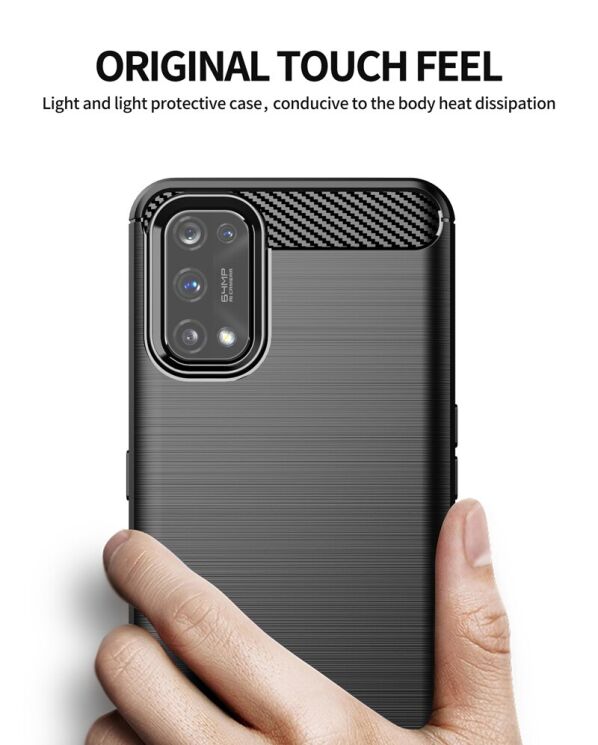 Защитный чехол UniCase Carbon для Realme 7 Pro - Blue: фото 3 из 9