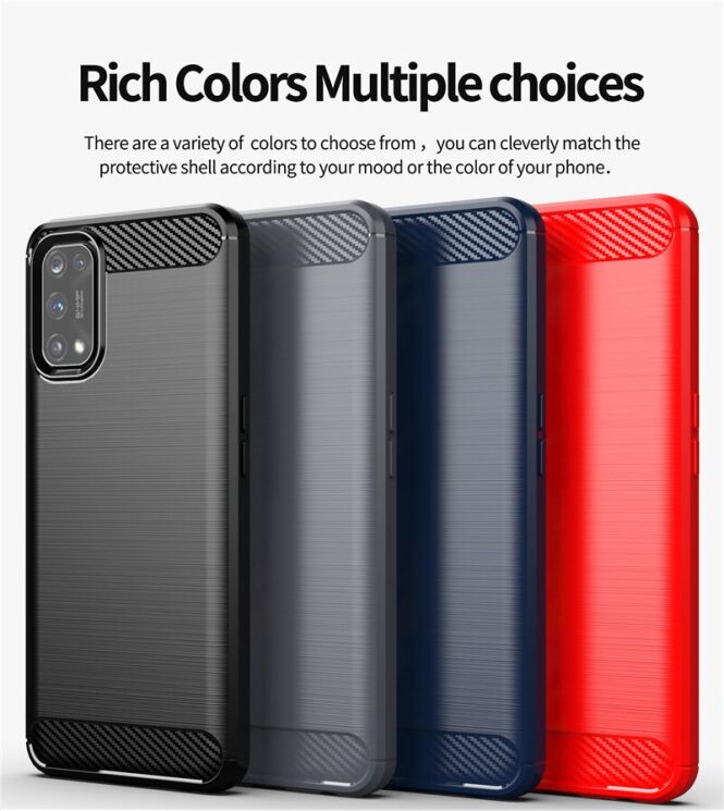 Защитный чехол UniCase Carbon для Realme 7 Pro - Blue: фото 2 из 9