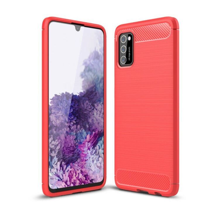Силиконовый (TPU) чехол UniCase Carbon для Samsung Galaxy A41 (A415) - Red: фото 1 из 9