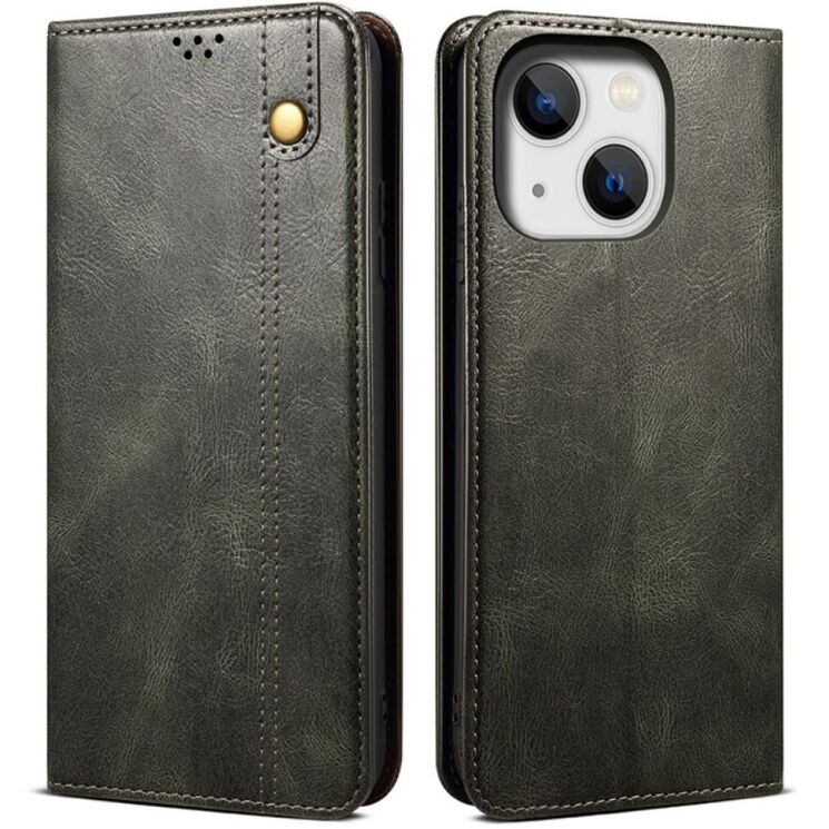 Защитный чехол UniCase Leather Wallet для Apple iPhone 15 - Green: фото 1 из 9