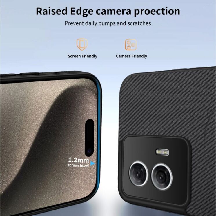 Защитный чехол WANLONFENG Carbon MagCase для Motorola Edge 50 Fusion - Black: фото 3 из 7