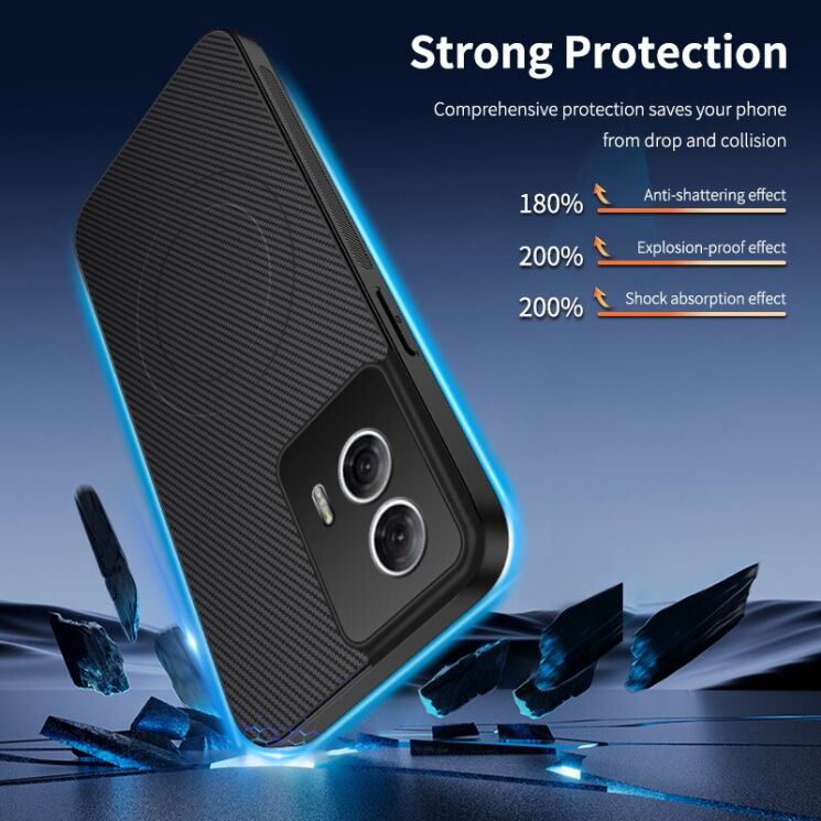 Защитный чехол WANLONFENG Carbon MagCase для Motorola Edge 50 Fusion - Black: фото 2 из 7
