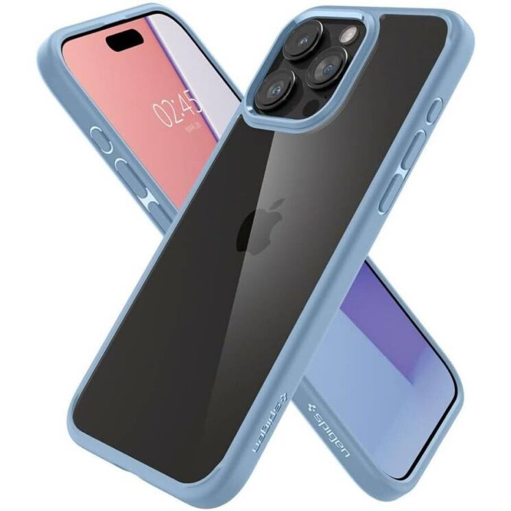 Защитный чехол Spigen (SGP) Crystal Hybrid для Apple iPhone 15 Pro Max (ACS06447) - Sierra Blue: фото 6 из 13