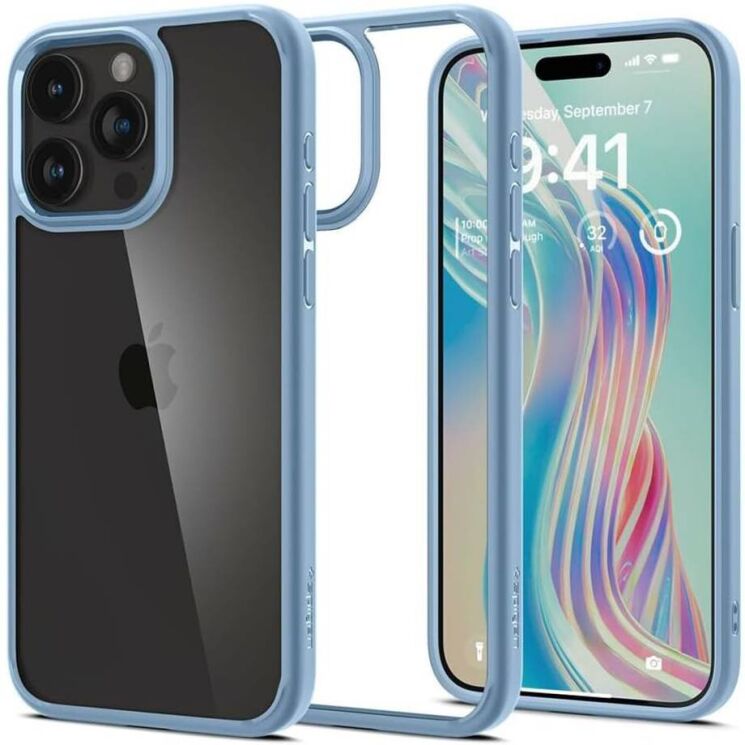 Защитный чехол Spigen (SGP) Crystal Hybrid для Apple iPhone 15 Pro Max (ACS06447) - Sierra Blue: фото 1 из 13