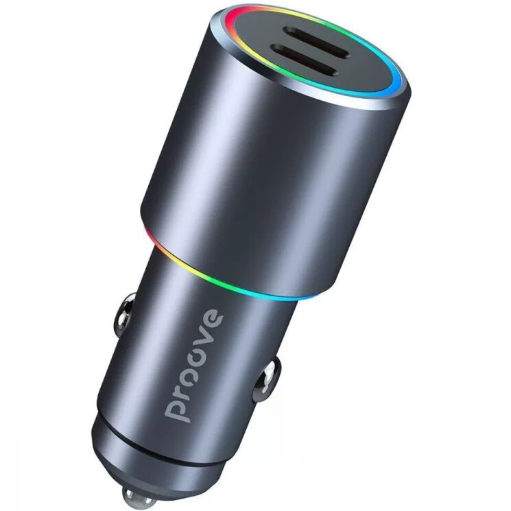 Автомобільний зарядний пристрій Proove Double Energy 50W (Type-C + Type-C) - Metal Gray: фото 2 з 5