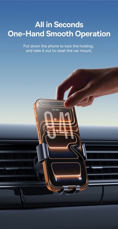 Автомобильный держатель Baseus Metal Age Go Gravity Car Mount (C4047870) - Grey: фото 12 из 24