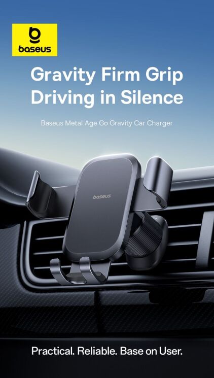 Автомобильный держатель Baseus Metal Age Go Gravity Car Mount (C4047870) - Grey: фото 3 из 24