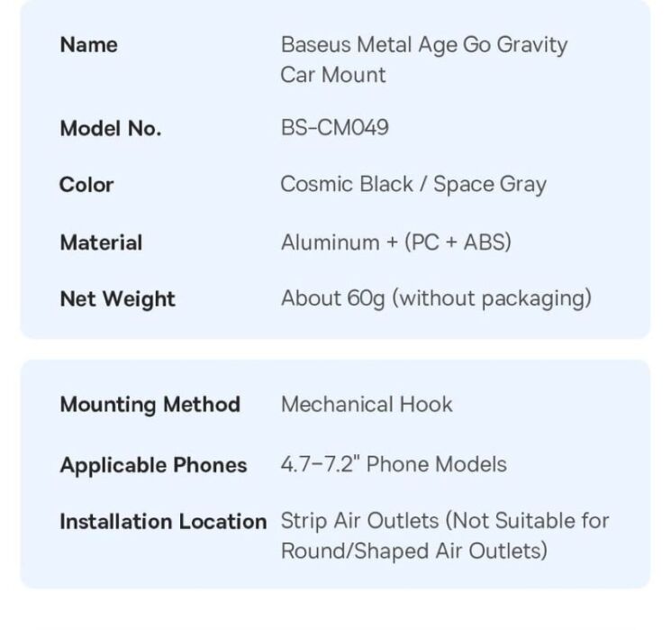 Автомобильный держатель Baseus Metal Age Go Gravity Car Mount (C4047870) - Grey: фото 23 из 24