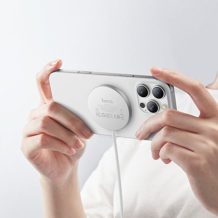 Беспроводное зарядное устройство Hoco CW63 Qi2 Magnetic (15W) - White: фото 9 из 9