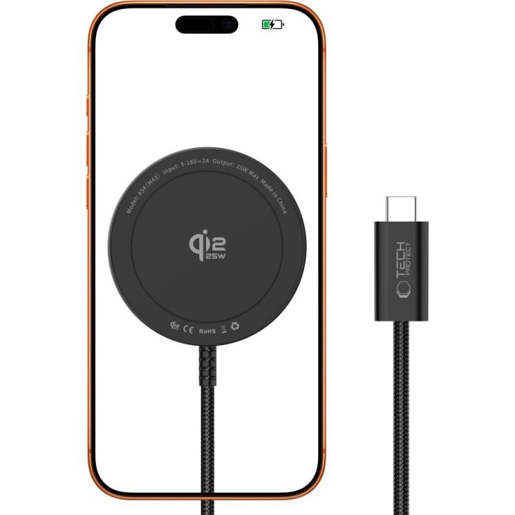 Бездротовий зарядний пристрій Tech-Protect A54 Magnetic 25W Qi2.2 (5906302323913) - Black (958320B) Бездротовий зарядний пристрій Tech-Protect A54 Magnetic 25W Qi2.2 (5906302323913) - Black: фото 2 з 7