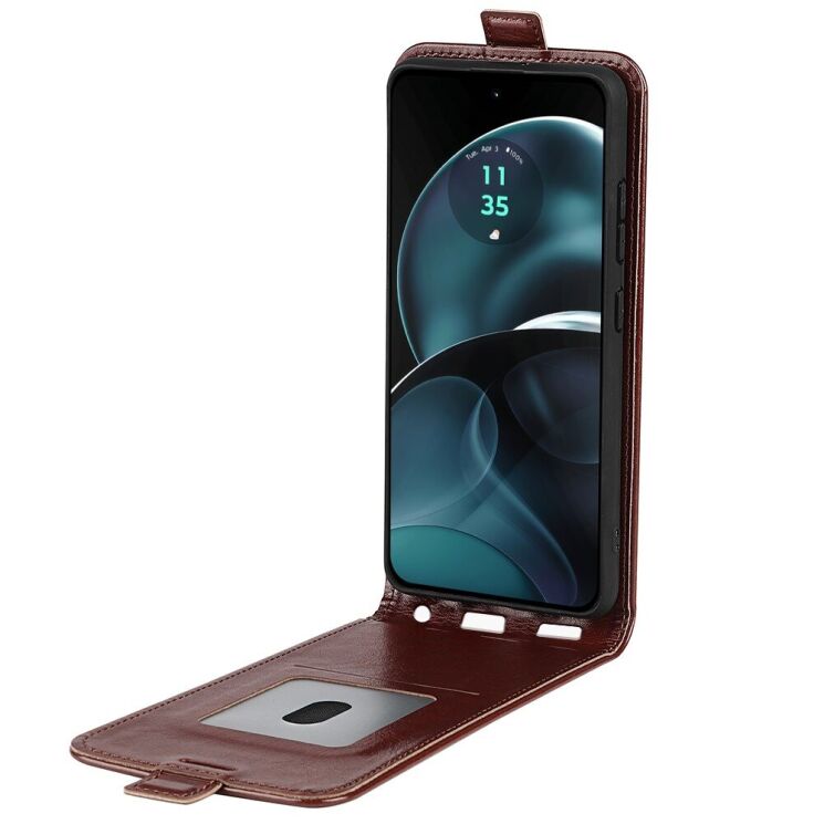 Чехол Deexe Flip Case для Motorola Moto G14 - Brown: фото 2 из 7