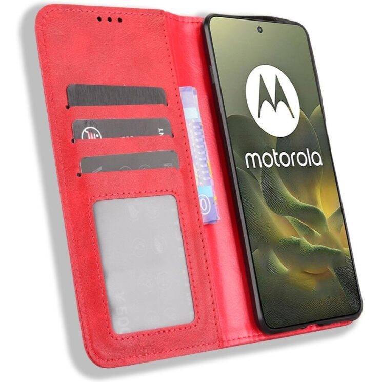 Чохол-книжка Deexe Retro Style для Motorola Edge 70 - Red: фото 4 з 18