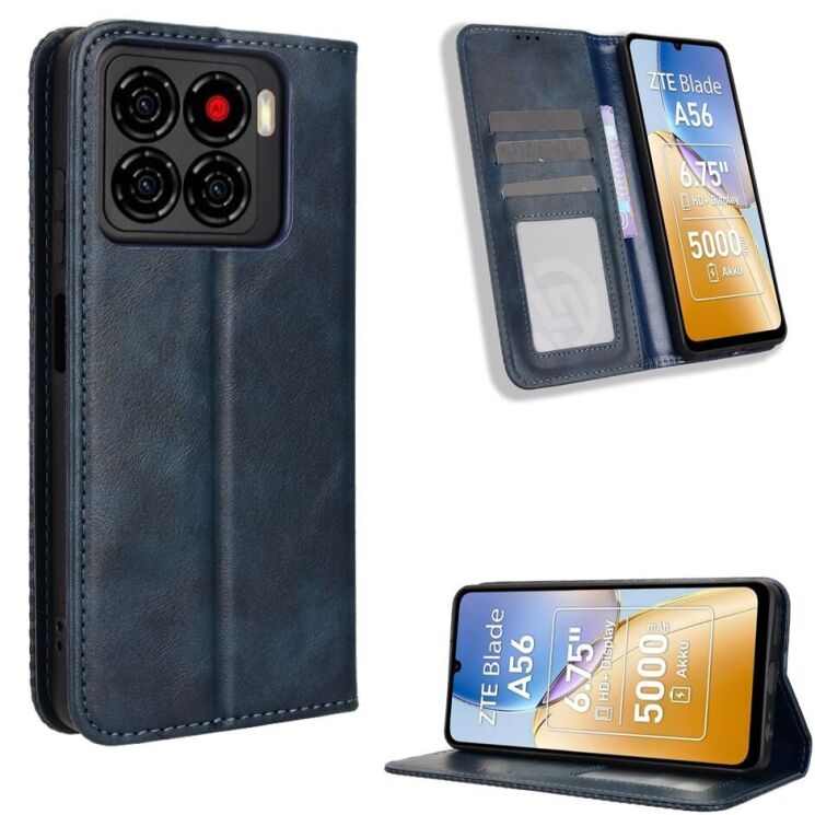 Чехол-книжка Deexe Retro Style для ZTE Blade A56 - Blue: фото 2 из 18