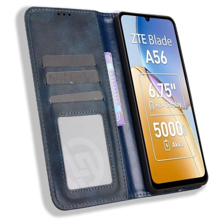 Чехол-книжка Deexe Retro Style для ZTE Blade A56 - Blue: фото 6 из 18