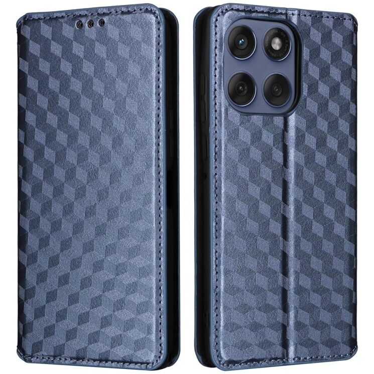 Чехол Deexe Rhombus Book для Motorola Edge 60 / Edge 60 Fusion - Blue: фото 1 из 10