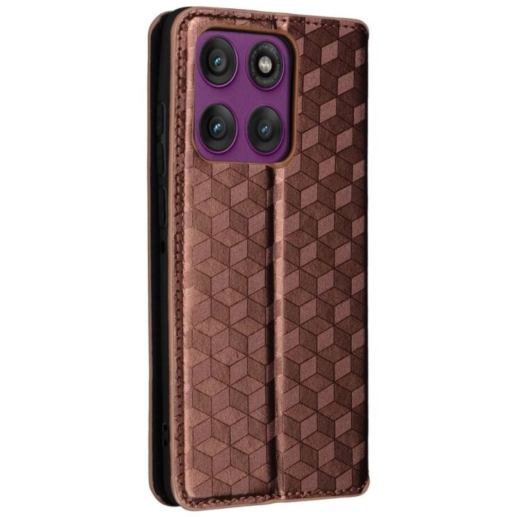 Чохол Deexe Rhombus Book для Motorola Edge 60 Pro - Brown: фото 7 з 9