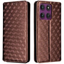 Чохол Deexe Rhombus Book для Motorola Edge 60 Pro - Brown: фото 1 з 9