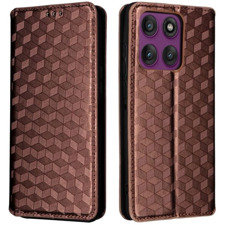 Чохол Deexe Rhombus Book для Motorola Edge 60 Pro - Brown: фото 1 з 9