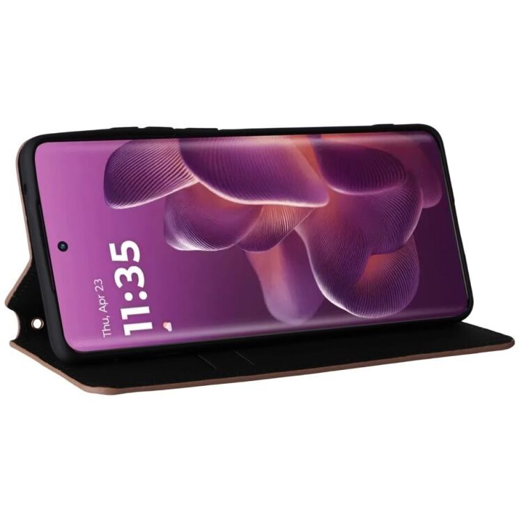 Чохол Deexe Rhombus Book для Motorola Edge 60 Pro - Brown: фото 4 з 9