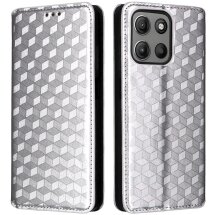 Чехол Deexe Rhombus Book для Motorola Moto G15 / G15 Power - Silver: фото 1 из 10