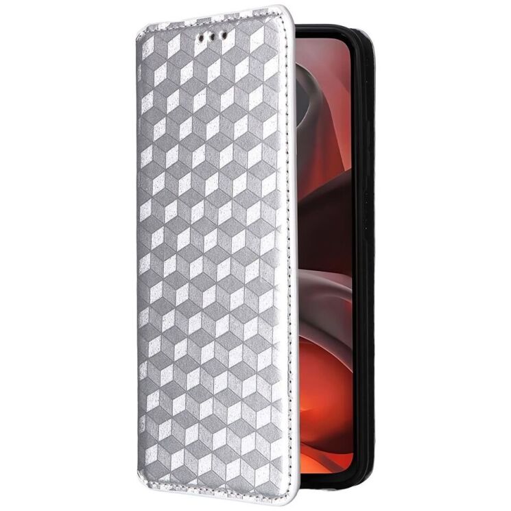 Чехол Deexe Rhombus Book для Motorola Moto G15 / G15 Power - Silver: фото 6 из 10