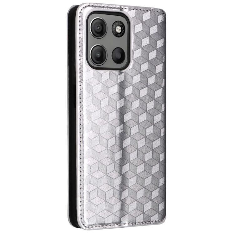 Чехол Deexe Rhombus Book для Motorola Moto G15 / G15 Power - Silver: фото 8 из 10