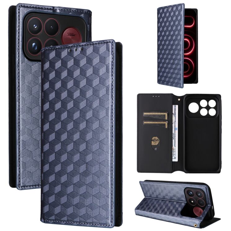 Чехол Deexe Rhombus Book для Xiaomi Poco F9 Ultra - Blue: фото 6 из 10