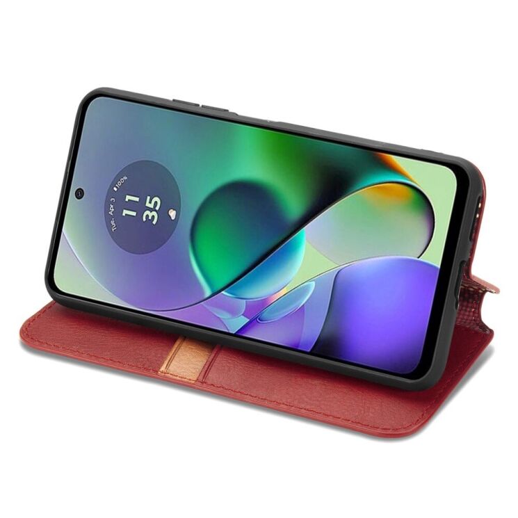 Чехол Deexe Rhombus Wallet для Motorola Moto G54 - Red: фото 3 из 10