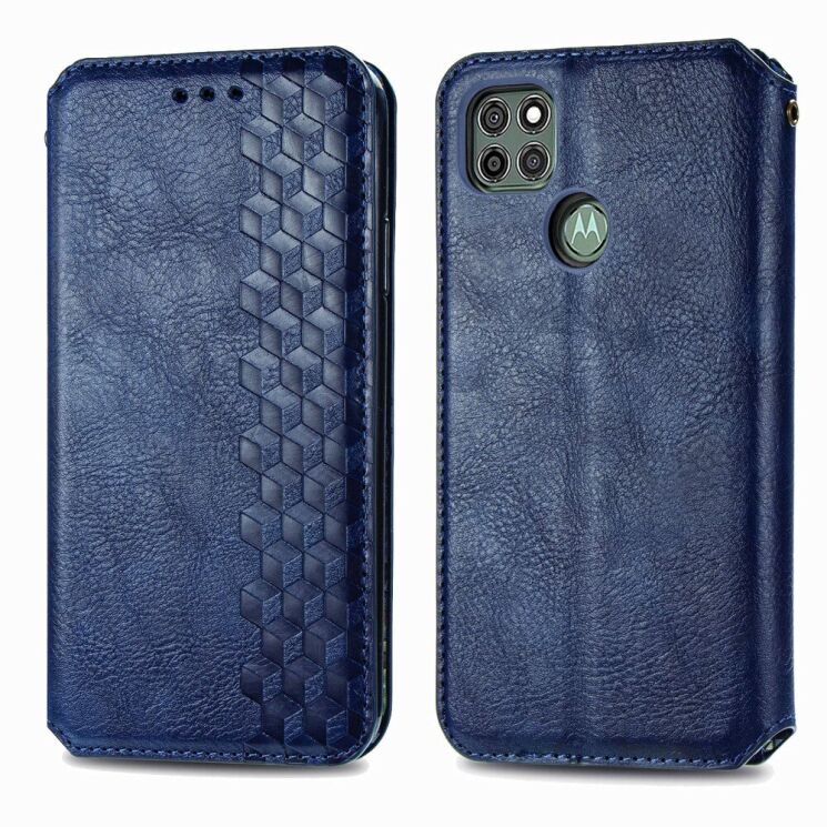 Чехол Deexe Rhombus Wallet для Motorola Moto G9 Power - Blue: фото 2 из 21
