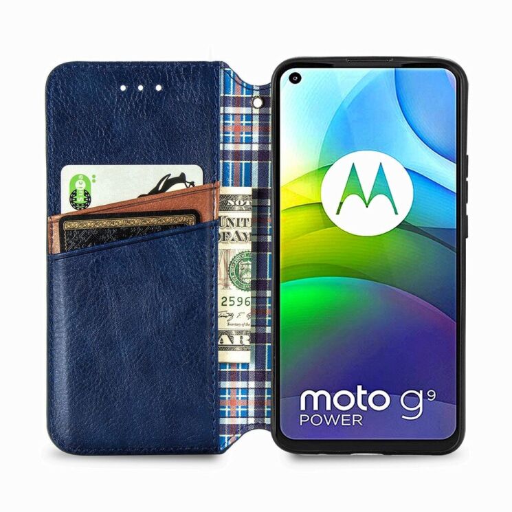 Чехол Deexe Rhombus Wallet для Motorola Moto G9 Power - Blue: фото 5 из 21