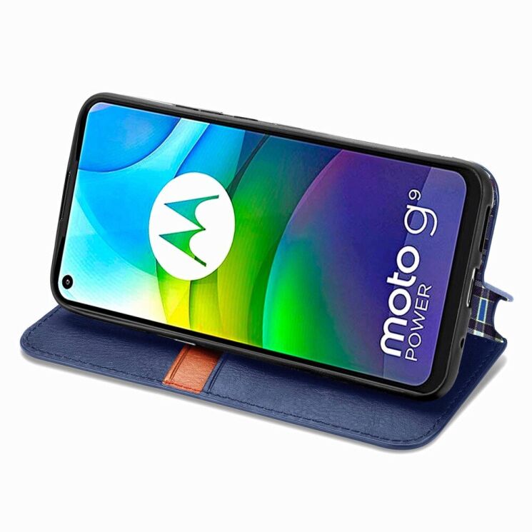 Чехол Deexe Rhombus Wallet для Motorola Moto G9 Power - Blue: фото 7 из 21