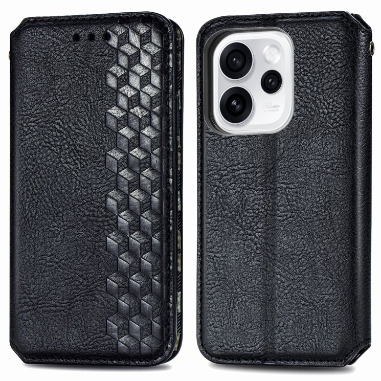 Чехол Deexe Rhombus Wallet для OPPO Reno 15 Pro - Black (405639B) Чехол Deexe Rhombus Wallet для OPPO Reno 15 Pro - Black: фото 1 из 8