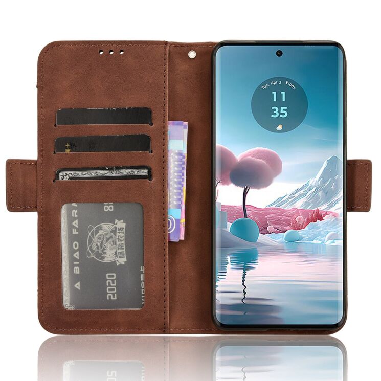 Чохол Deexe Wallet Stand для Motorola Edge 40 Neo - Brown: фото 3 з 7