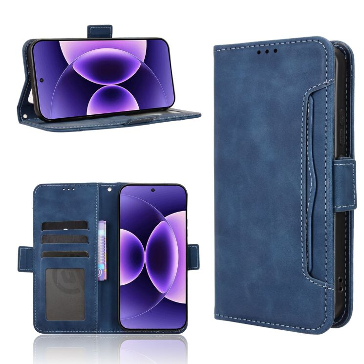 Чехол-книжка с кармашками Deexe Wallet Stand для Xiaomi 17 Pro - Blue (390711L) Чехол-книжка с кармашками Deexe Wallet Stand для Xiaomi 17 Pro - Blue: фото 7 из 15