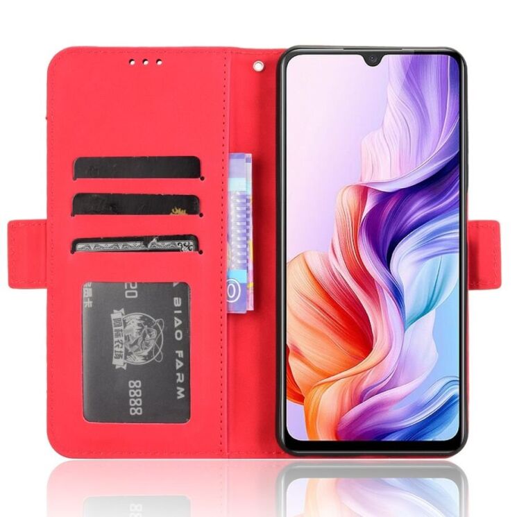 Чехол Deexe Wallet Stand для ZTE Nubia V70 Max - Red: фото 5 из 15
