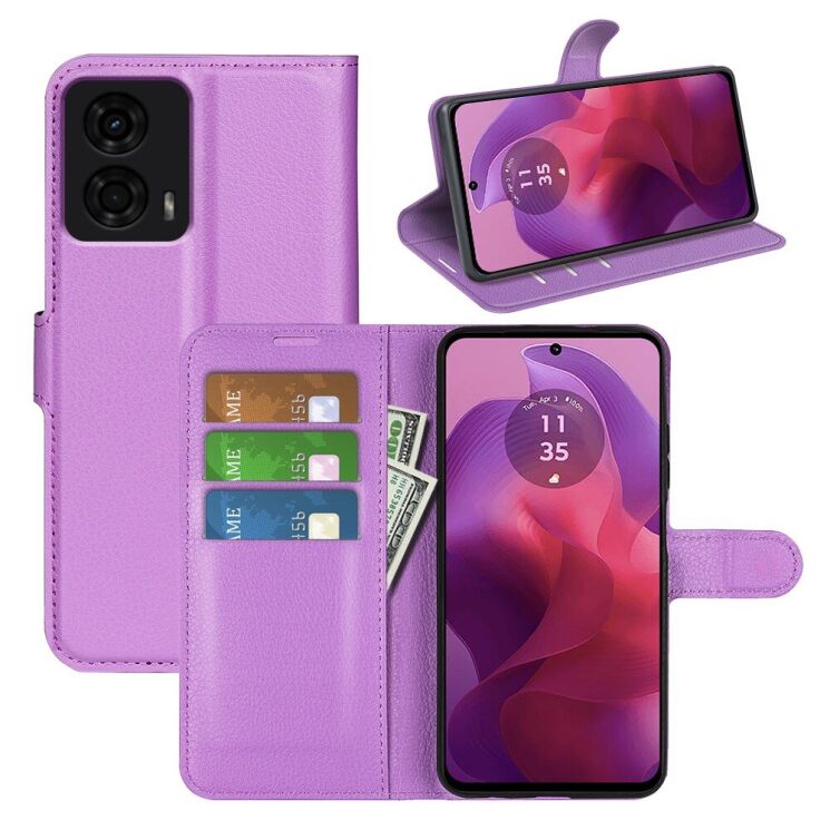 Чехол-книжка Deexe Book Type для Motorola Moto G24 / G04 / G04s / E14 - Purple: фото 6 из 8